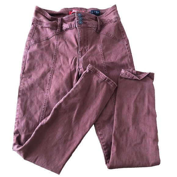 Union Bay Juniors High Rise Size 3 Maroon Red Rust Skinny Denim Jeans VGT - Picture 2 of 5